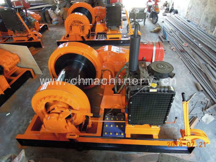 10Ton 15Ton Diesel Engine Powered Winch for marine construction mining pulling cable anchoring lifting material equipment tool