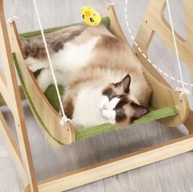 New Wood Shaker Breathable Double Layer Pet Rest Hanging Basket Pet Cat Swing Hammock Removable Washable Pet Bed Cat Bed