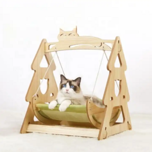 New Wood Shaker Breathable Double Layer Pet Rest Hanging Basket Pet Cat Swing Hammock Removable Washable Pet Bed Cat Bed