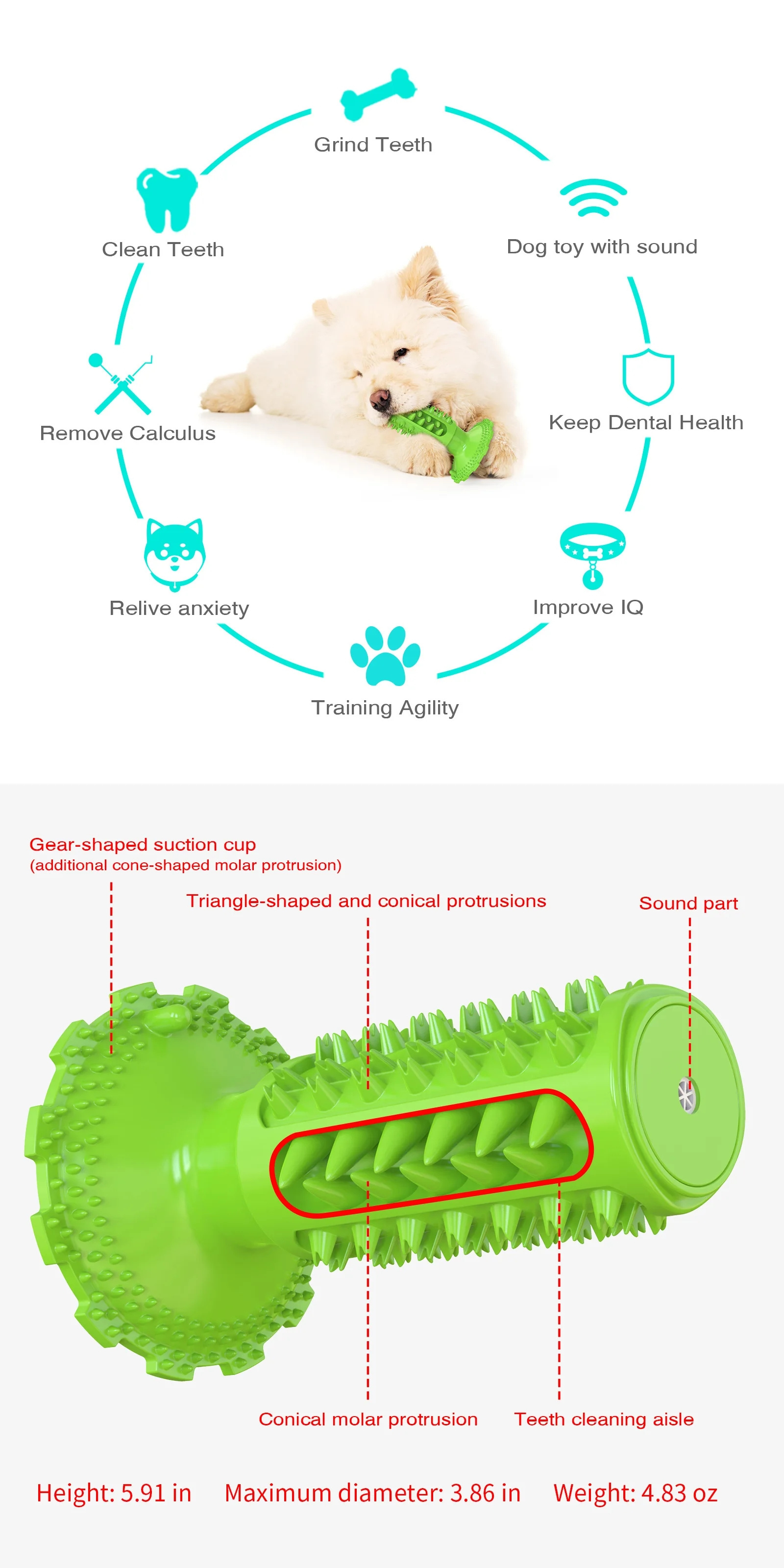 Official Certification Rubber Suction Cup Indestructible Sounding Pet Chew Toothbrush Toys For Dogs