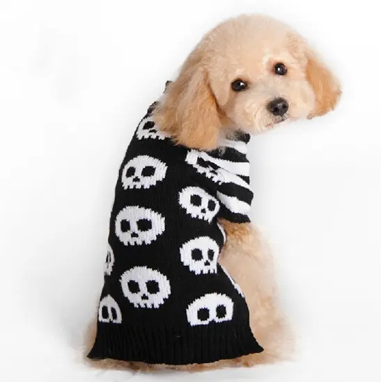 Winter Warm Puppy Cat Knitwear Coat French Bulldog Dogs Pets Accessories Pet Dog Skull Pattern Sweater Clothes