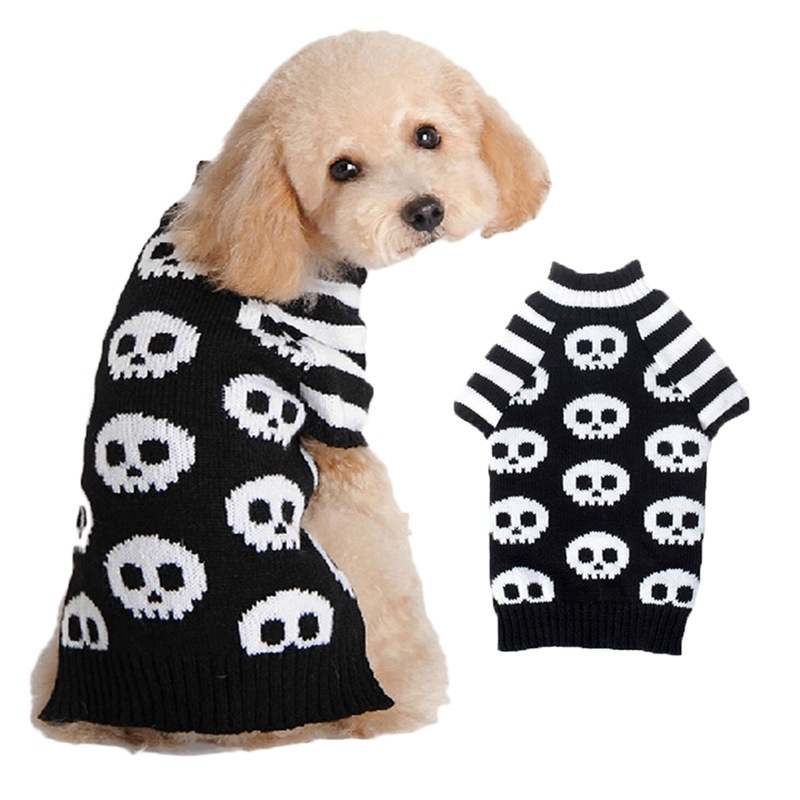 Winter Warm Puppy Cat Knitwear Coat French Bulldog Dogs Pets Accessories Pet Dog Skull Pattern Sweater Clothes