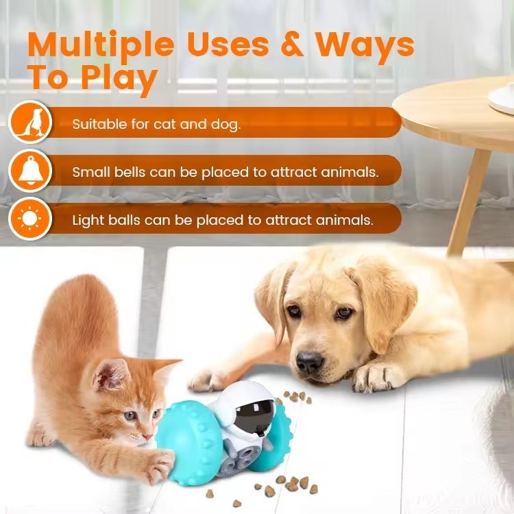 Dog Treat Puzzle Toys Interactive Treat Food Dispenser Robot Wheel Slow Feeder Toys For Smart Small Medium Dogs