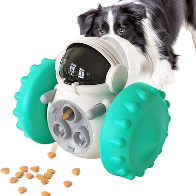 Dog Treat Puzzle Toys Interactive Treat Food Dispenser Robot Wheel Slow Feeder Toys For Smart Small Medium Dogs