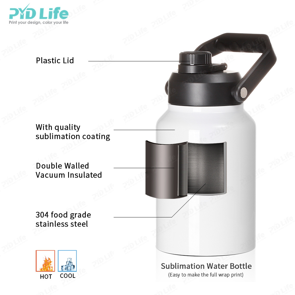 PYD Life 64 oz Custom Personalized Gift Stainless Steel Blank Sublimation Gym Sport Water Bottles with Lids