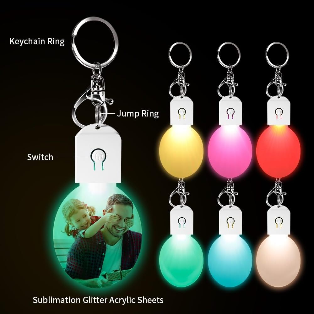 PYD Life Customized Light Keychain Promotional Led Keyrings Keychain Sublimation Led Key Chain Flashlight Blank