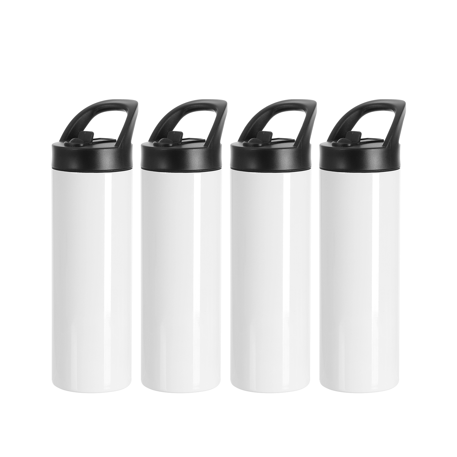 PYD Life RTS 20oz Straight White Sublimation Skinny Stainless Steel Water Bottle Tumbler with Black Portable Straw Lid