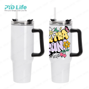 PYD Life 40 oz Travel Double Wall Stainless Steel Sublimation Cup Custom Logo 40oz Tumbler with Handle