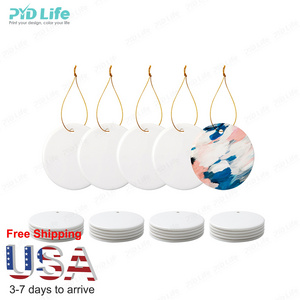 PYD Life USA Warehouse Free Shipping Sublimation Christmas Tree Bauble Gift Round Blanks Sublimation Circle Ceramic Ornaments