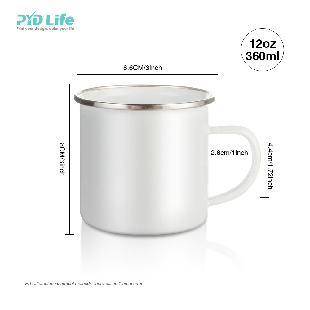 PYDLife Wholesale 12oz Colorful Metal Sublimation Enamel Steel Outdoor Travel Camping Custom Enamel Coffee Mug With Logo