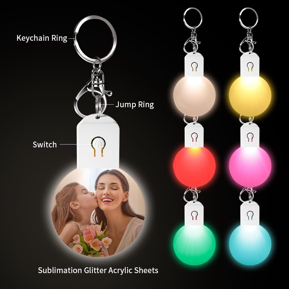 PYD Life Customized Light Keychain Promotional Led Keyrings Keychain Sublimation Led Key Chain Flashlight Blank