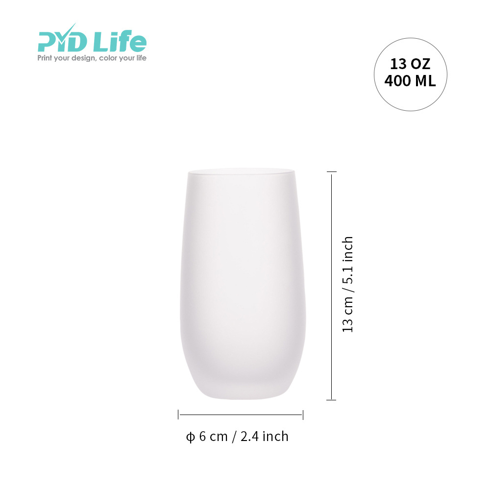 PYD Life RTS Wholesale High Quality 13oz 400ml Frosted Stemless Sublimation Black Wine Glasses