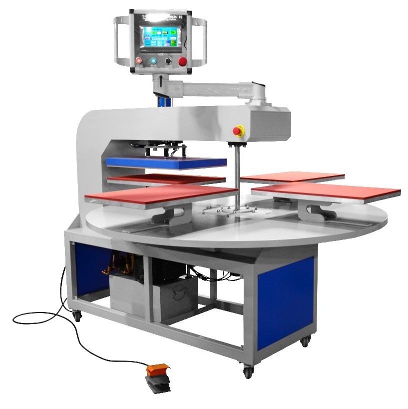 20*20cm Fabric Pneumatic Fully Automatic Turntable 6 Station Flat Heat Press Machine Garment Provided Flatbed Printer 3 Years PY