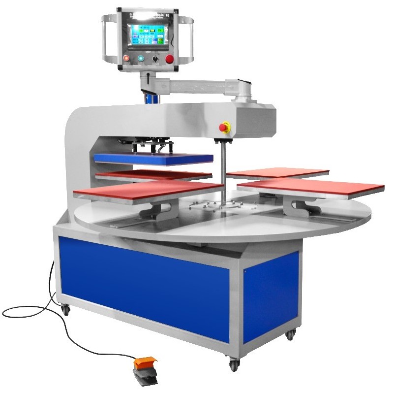 20*20cm Fabric Pneumatic Fully Automatic Turntable 6 Station Flat Heat Press Machine Garment Provided Flatbed Printer 3 Years PY