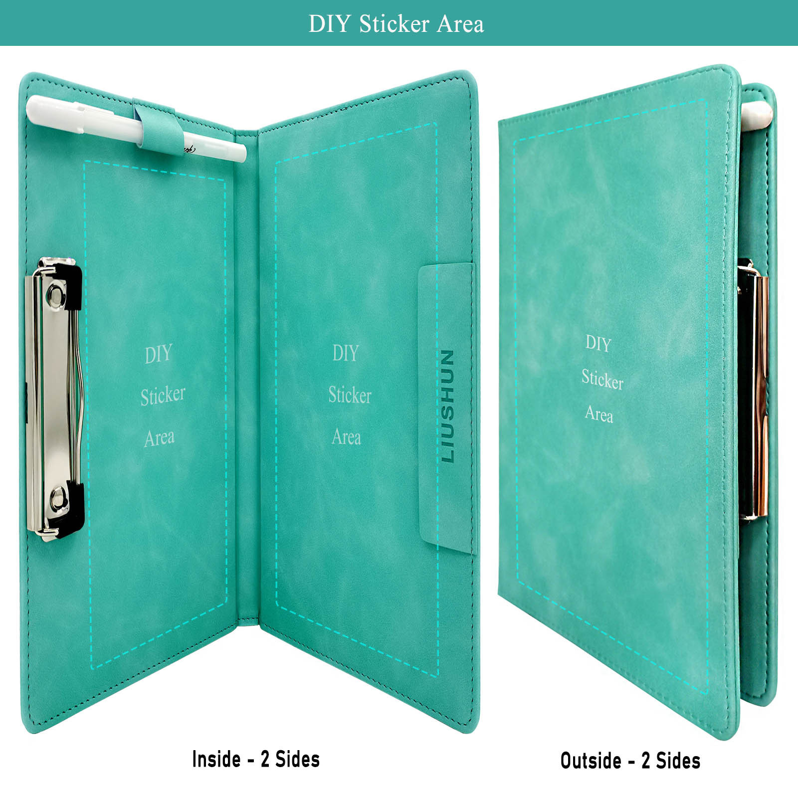 Multi-function Leather Organizer Office Manager Clip Writing Pads Paper A5 Clipboard Folder Portfolio