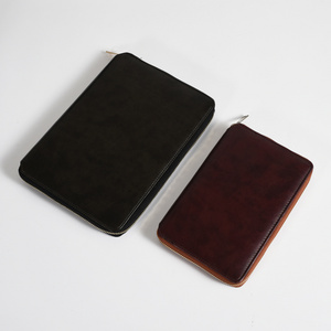 Portfolio Organizer Agenda Leather Cover Planner Ring Binder Diary Notebook with Zipper