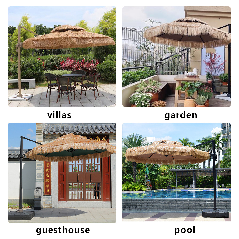 Pengyi Luxury Garden Afternoon Tea Straw Hawaiian Style Sunshade Beach Roman Umbrella