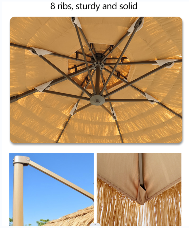 Pengyi Cheap price large hawaii outdoor beach Parasol patio straw raffia Umbrellas