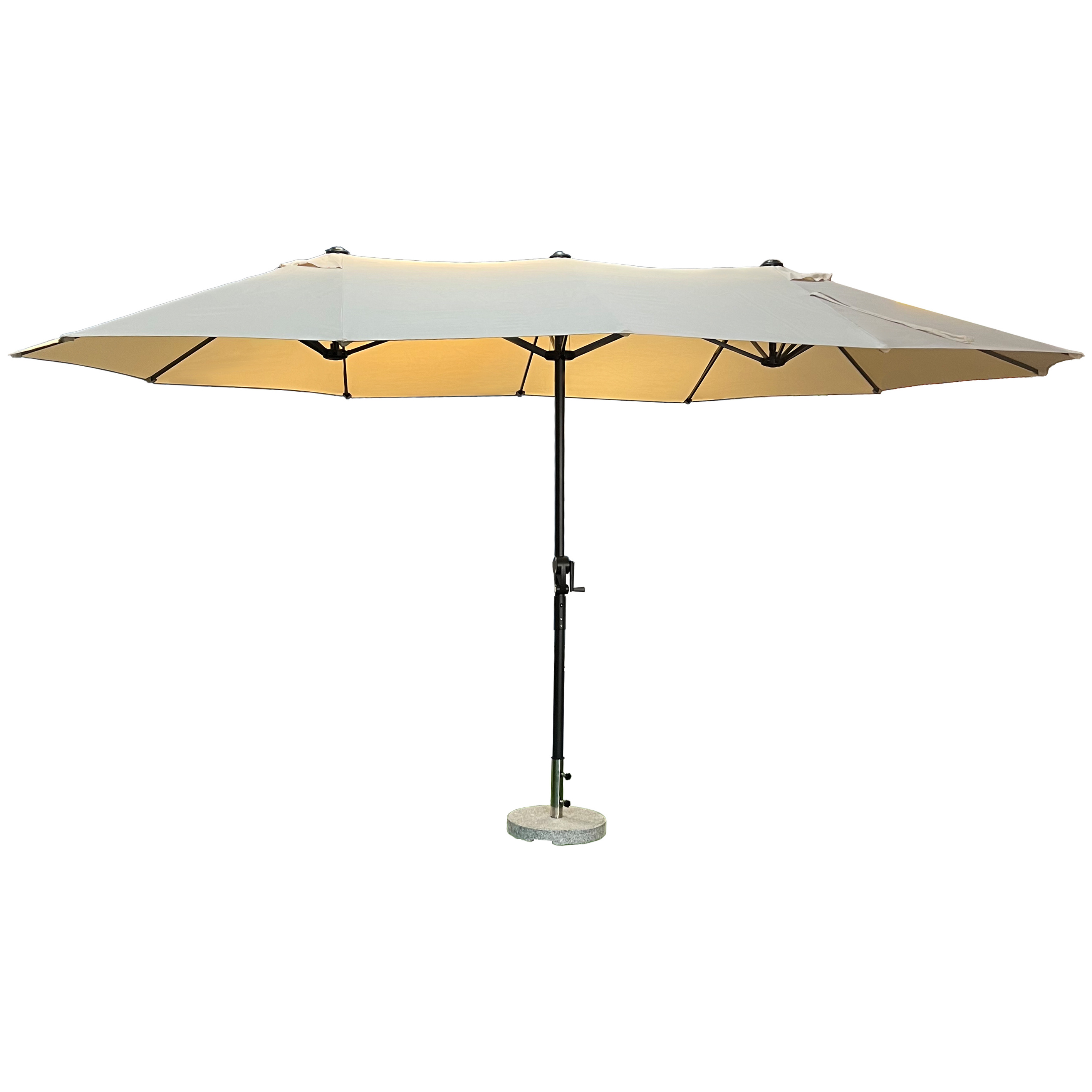 Pengyi Outdoor aluminum pole solar led light umbrella with solar panel battery double-sided umbrella