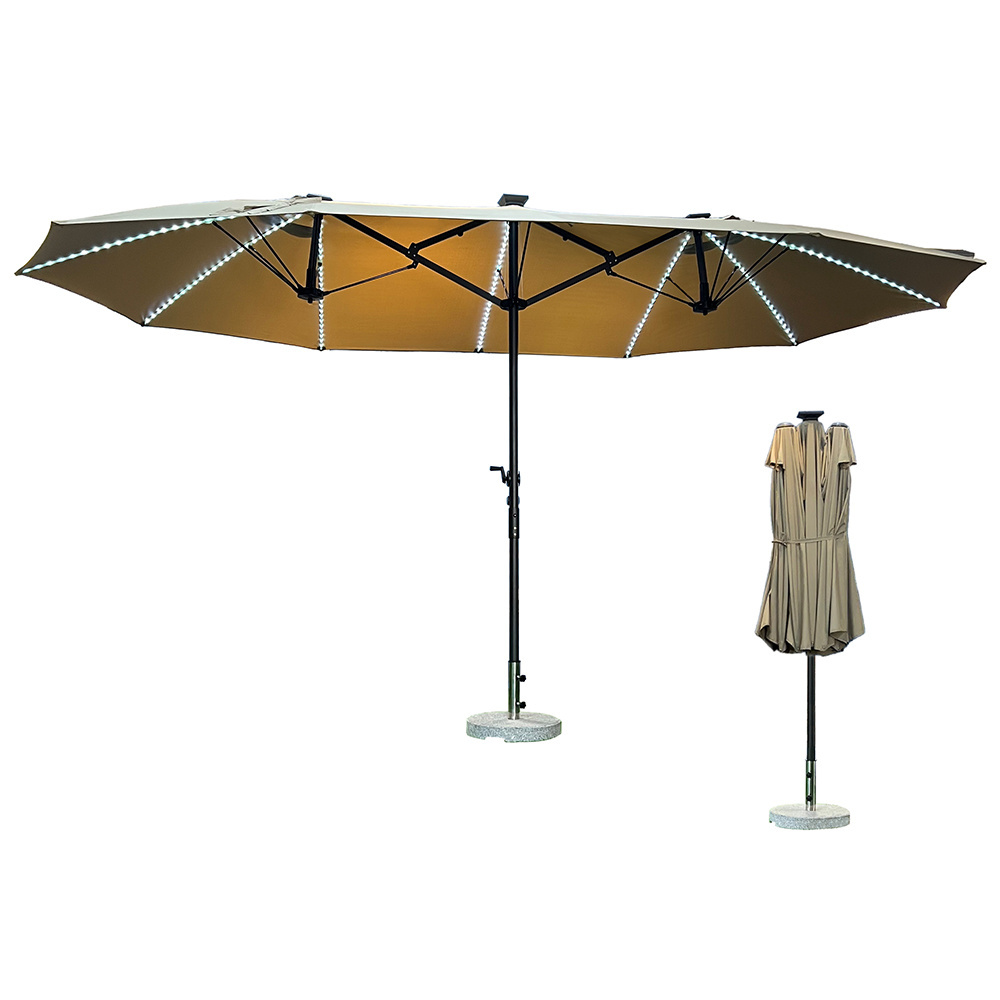 Pengyi 15ft Huge Rectangular Extra Parasol Large Double-Sided Beach Courtyard Patio Umbrella