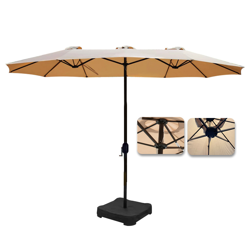 Pengyi 15FT Outdoor Patio Double Sided parasol Large Hanging Twin solar light Cantilever Umbrella