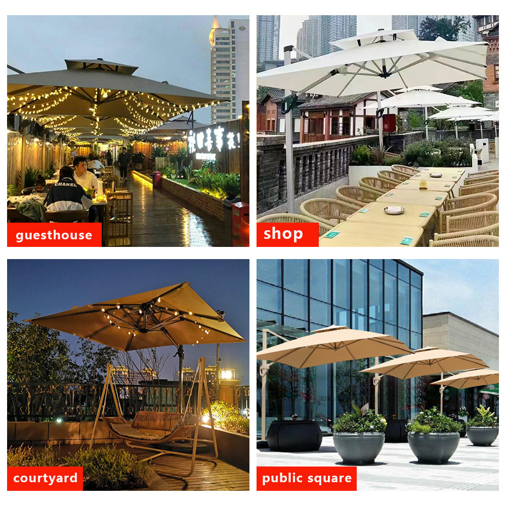 PY Round fiberglass roman umbrella outdoor garden cafe camping solar light fiberglass roman parasol