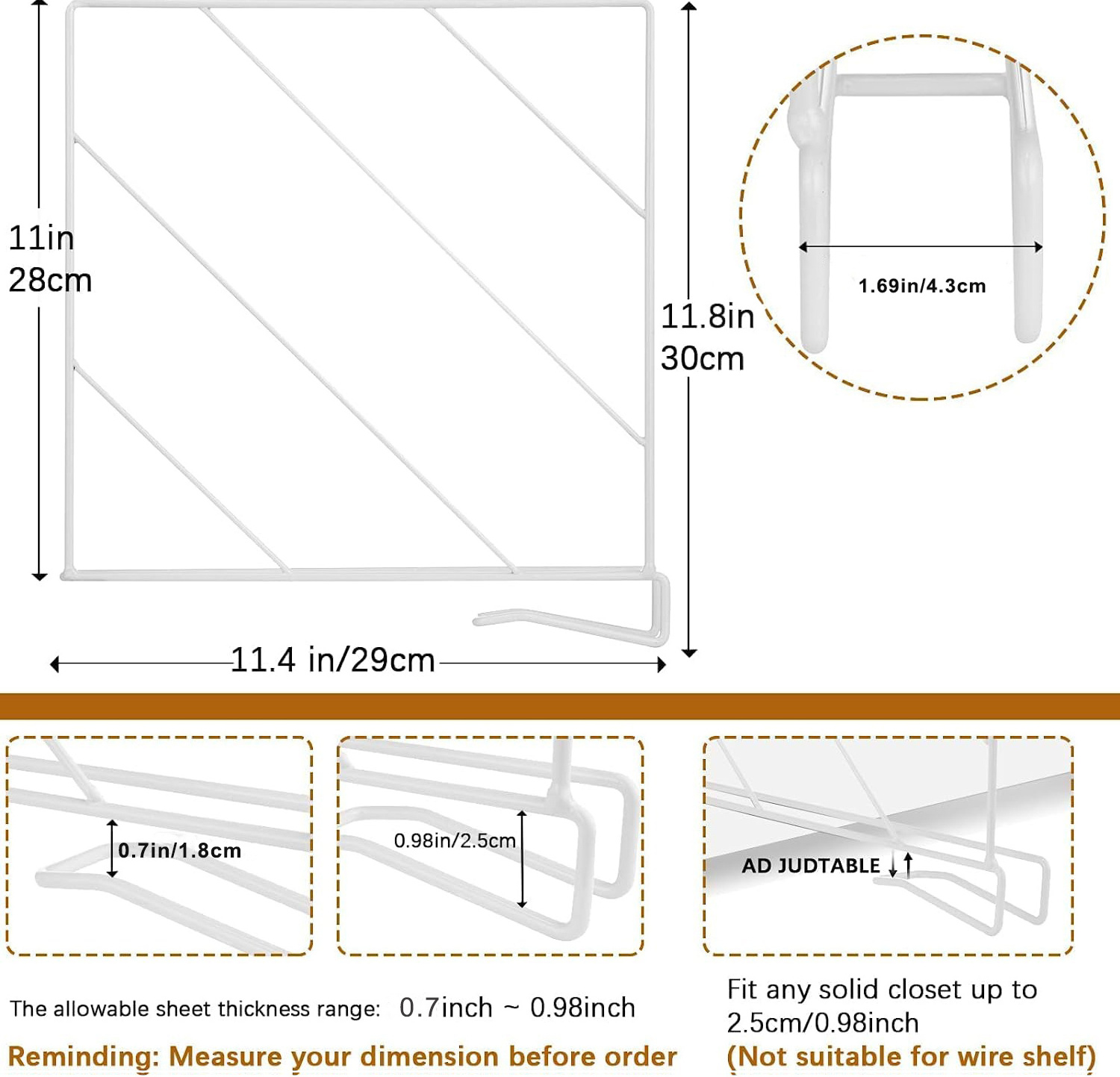 PYJ  Shelf Dividers,for Closet Organization Metal Closet Divider Perfect Shelf Organizer for Closet Bathroom or Kitchen Shelves