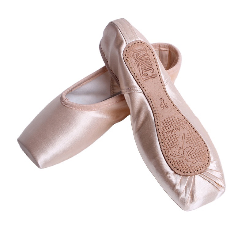 OEM Silk Hard Sole Ballet Dance Pointe Shoes with Straps