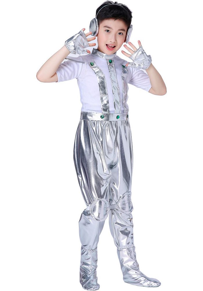 Spacemen Cosplay Children Robot Costume Boys Girls Anime Stage Cartoon Spacesuit Kindergarten Astronaut Role Playing Outfit