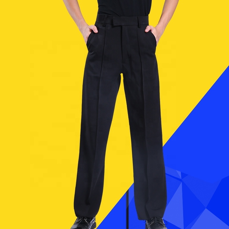 Boys Latin Dance Pants Black Men Ballroom Belted Dance Trousers Modern Salsa Tango Rumba Samba Cha Cha  Dance pants men