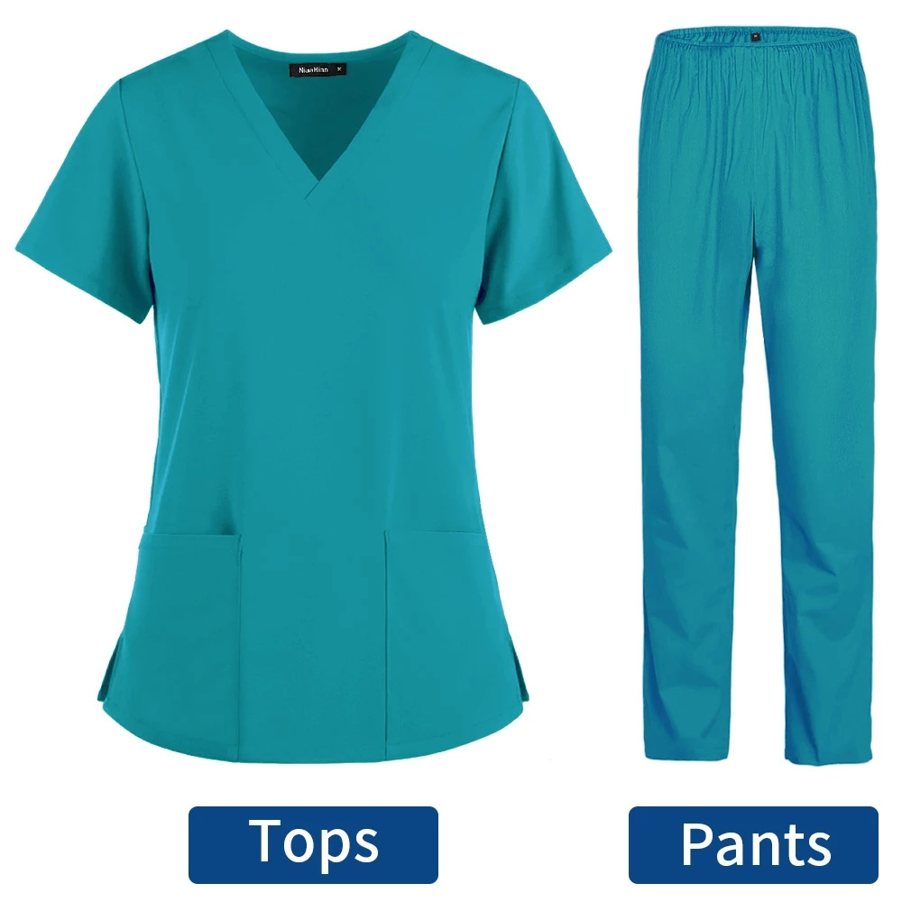 Uniforms Nurse Women Thin and Light Fabric Short Sleeve Medical Clothes Scrubs Nursing Pants Elastic Medical Uniforms for Summer