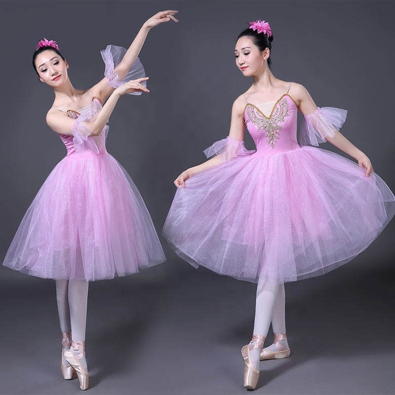 Adult Romantic Ballet Tutu Rehearsal Practice Skirt Swan Costume for Women Long Tulle Dress  Ballet Wear Romantic Ballet Dress