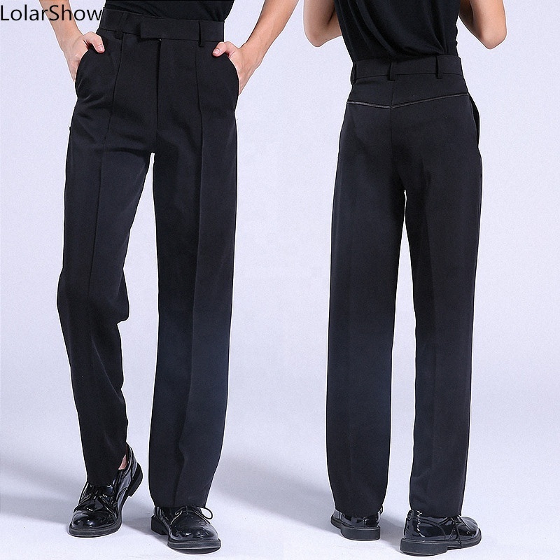 Boys Latin Dance Pants Black Men Ballroom Belted Dance Trousers Modern Salsa Tango Rumba Samba Cha Cha  Dance pants men