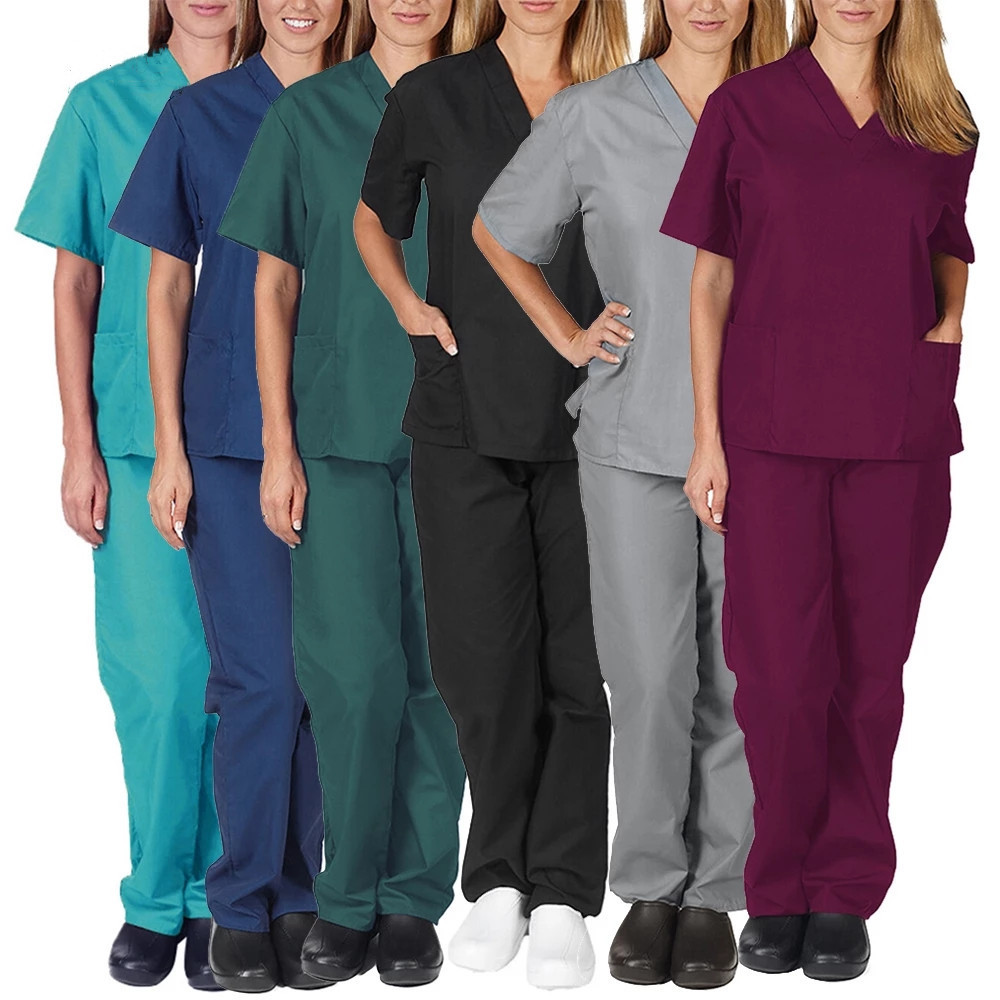 Uniforms Nurse Women Thin and Light Fabric Short Sleeve Medical Clothes Scrubs Nursing Pants Elastic Medical Uniforms for Summer