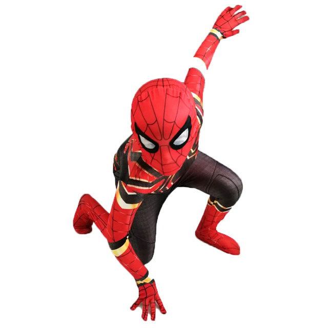 Iron Spider Cosplay Amazing Spiderman Miles Halloween Costume Peter Parker Zentai Suit Superhero Bodysuit For Kids Adult