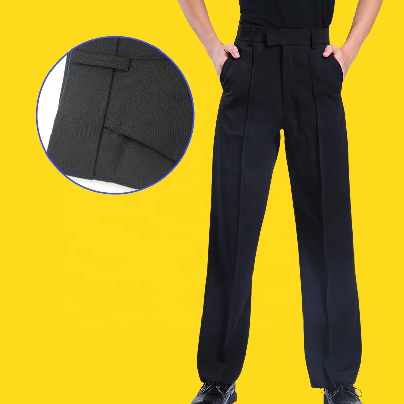 Boys Latin Dance Pants Black Men Ballroom Belted Dance Trousers Modern Salsa Tango Rumba Samba Cha Cha  Dance pants men