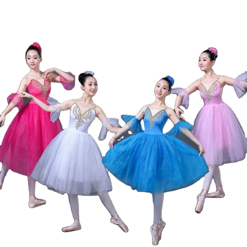 Adult Romantic Ballet Tutu Rehearsal Practice Skirt Swan Costume for Women Long Tulle Dress  Ballet Wear Romantic Ballet Dress