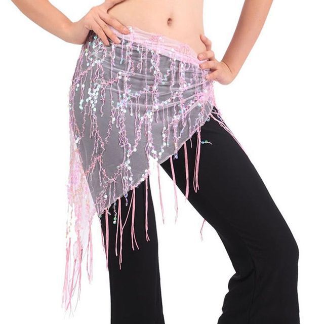 Belly Dance Accessories Stretchy Crochet Net Shawl Tassel Belt Belly Dance Hip Scarf Square Sequins