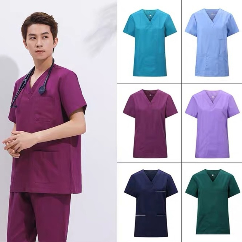 Hospital Uniforms Suit Surgical clothes Short Sleeve Operating Gown Doctor Nurse Oral Dental Split Suit