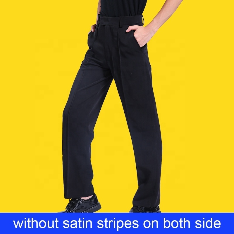 Boys Latin Dance Pants Black Men Ballroom Belted Dance Trousers Modern Salsa Tango Rumba Samba Cha Cha  Dance pants men