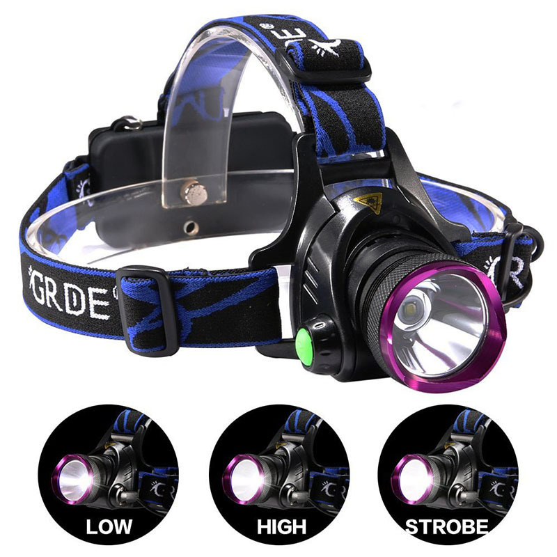 New  high quality hot selling super bright LED Headlamp  waterproof rechargeable flat led head torch  flashlight