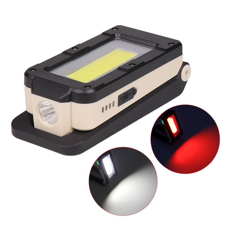 USB Rechargeable COB Work light Portable LED Flashlight 180 degree adjustment Bottom with magnetic Suitable for camping