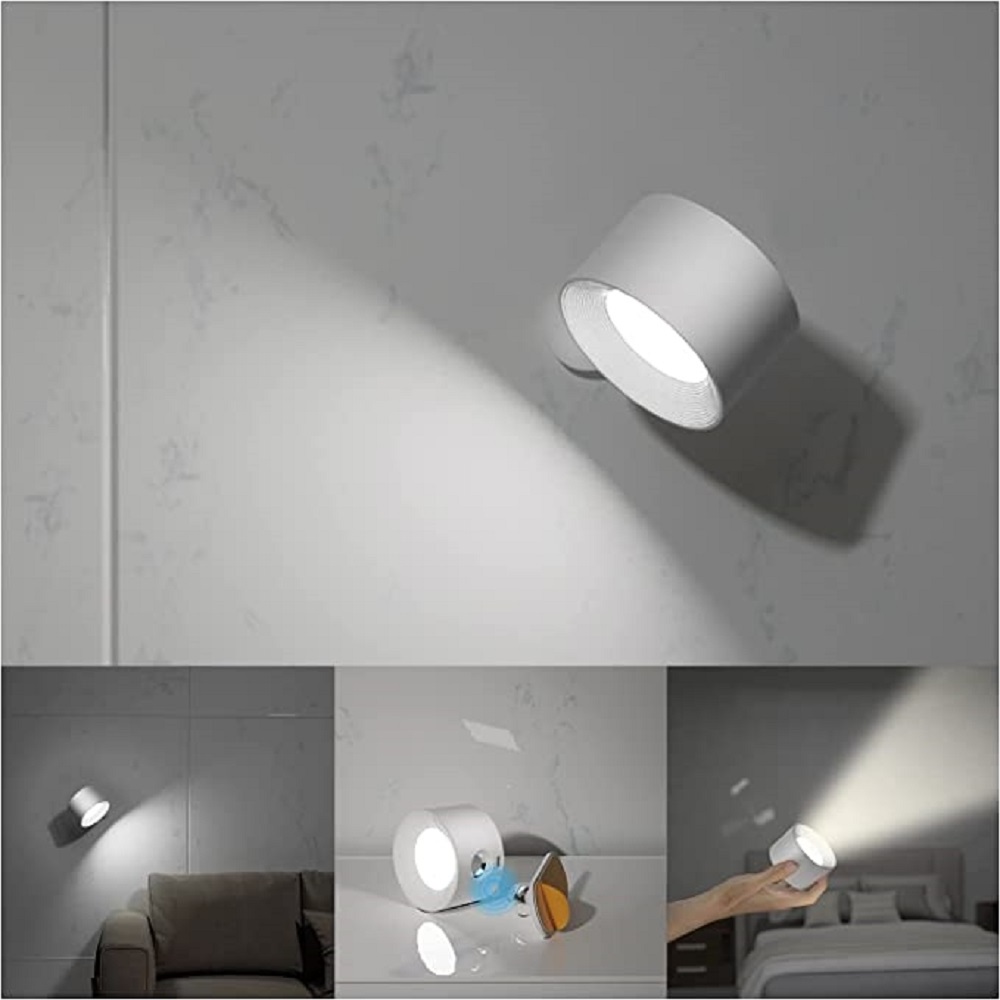 New USB Rechargeable 360 Degree Rotate Magnetic Wall Lamp Touch Control LED Mounted Reading Wall Light For Bedroom