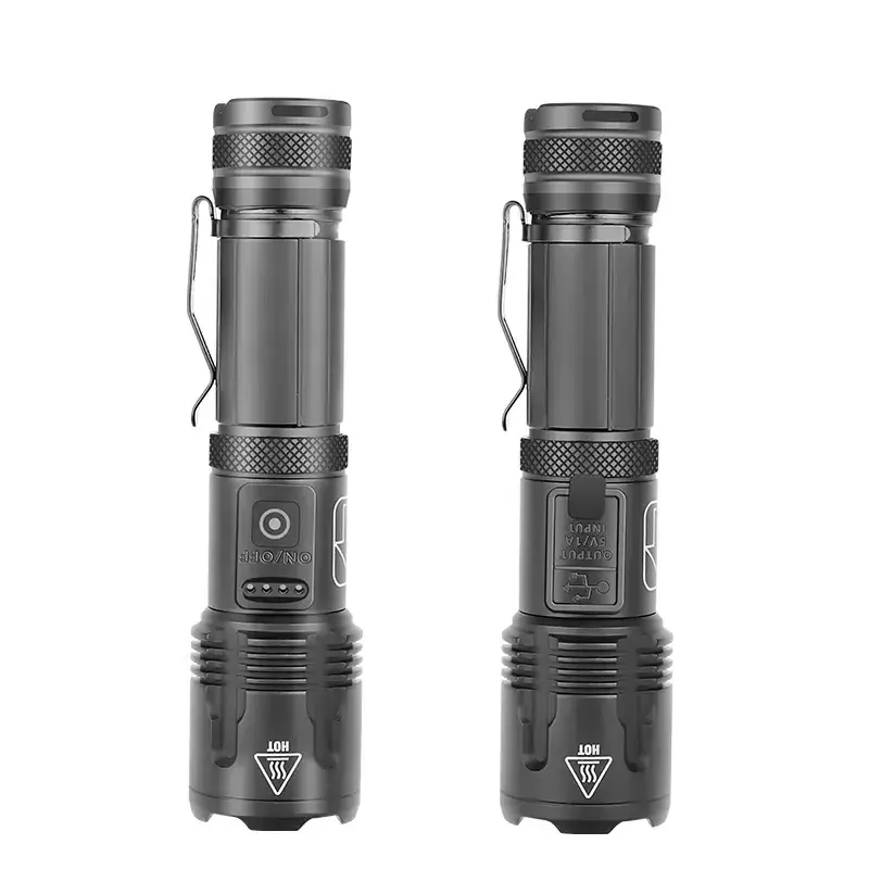 2023 new design Powerful LED Flashlight USB Rechargeable LED Torch XHP99 Hand Lamp 26650 Power Display led camping light