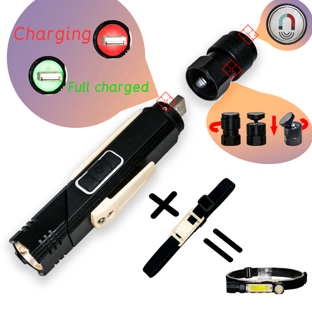 2020 new USB charging maintenance light 360  Rotating multi-function 3 in 1 headlamp 90 car working light Corner flashlight