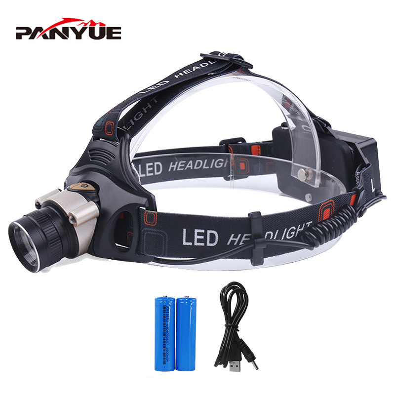 LED Headlamp Zoomable 1000Lm T6 Head Flashlight Torch Sensor Rechargeable Head Light Forehead Lamp Head Fishing Headlight