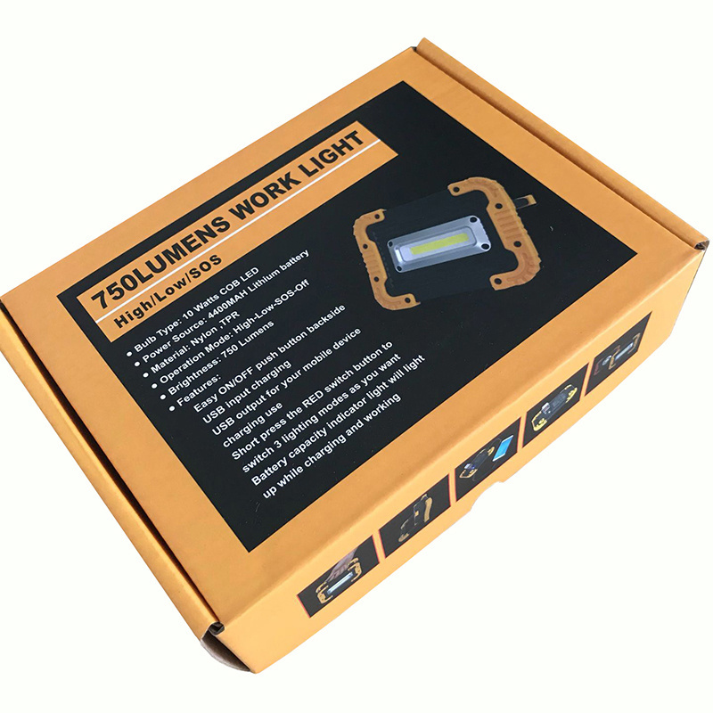 Rechargeable 10W 750 Lumens Battery Powered Flood Lights USB input output aldi portable cob led work light