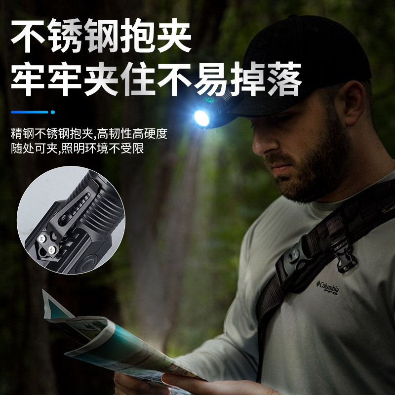 2024 New Outdoor LED Three Eyes Mini Super Strong Portable Keychain Light Multi functional Rechargeable Strong Light Flashlight