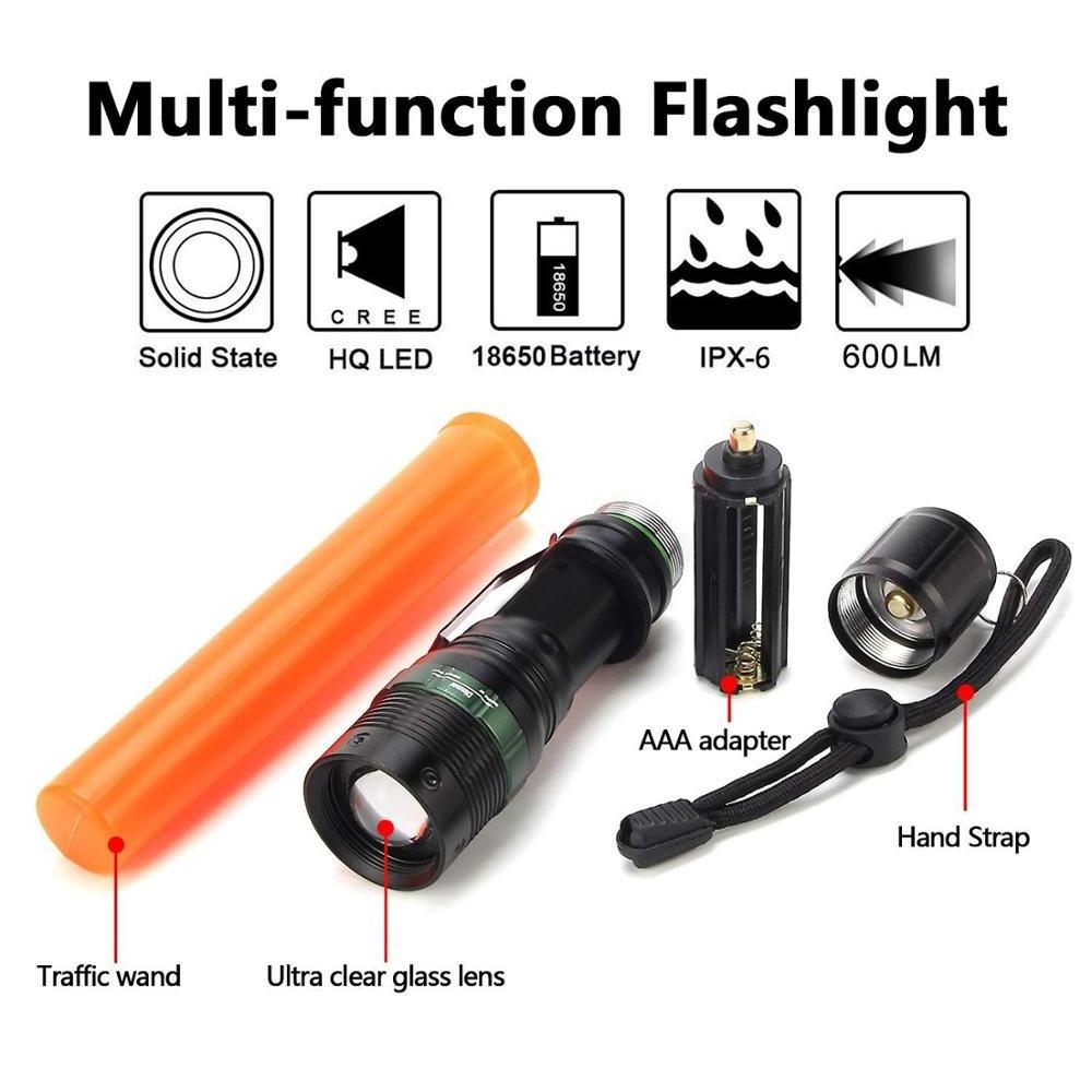 Waterproof IPX5  LED Safety Signal baton  Wand Work Light Zoom Flashlight Emergency Lamp for Traffic