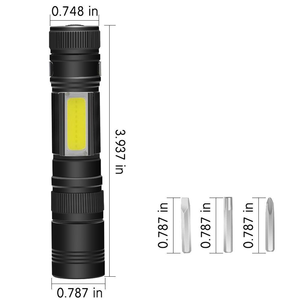 New Arrival Mini COB Flashlight Torch with 3 Screwdrivers Tool Tail with Magnet Flash Light Torch Lamp Work Light